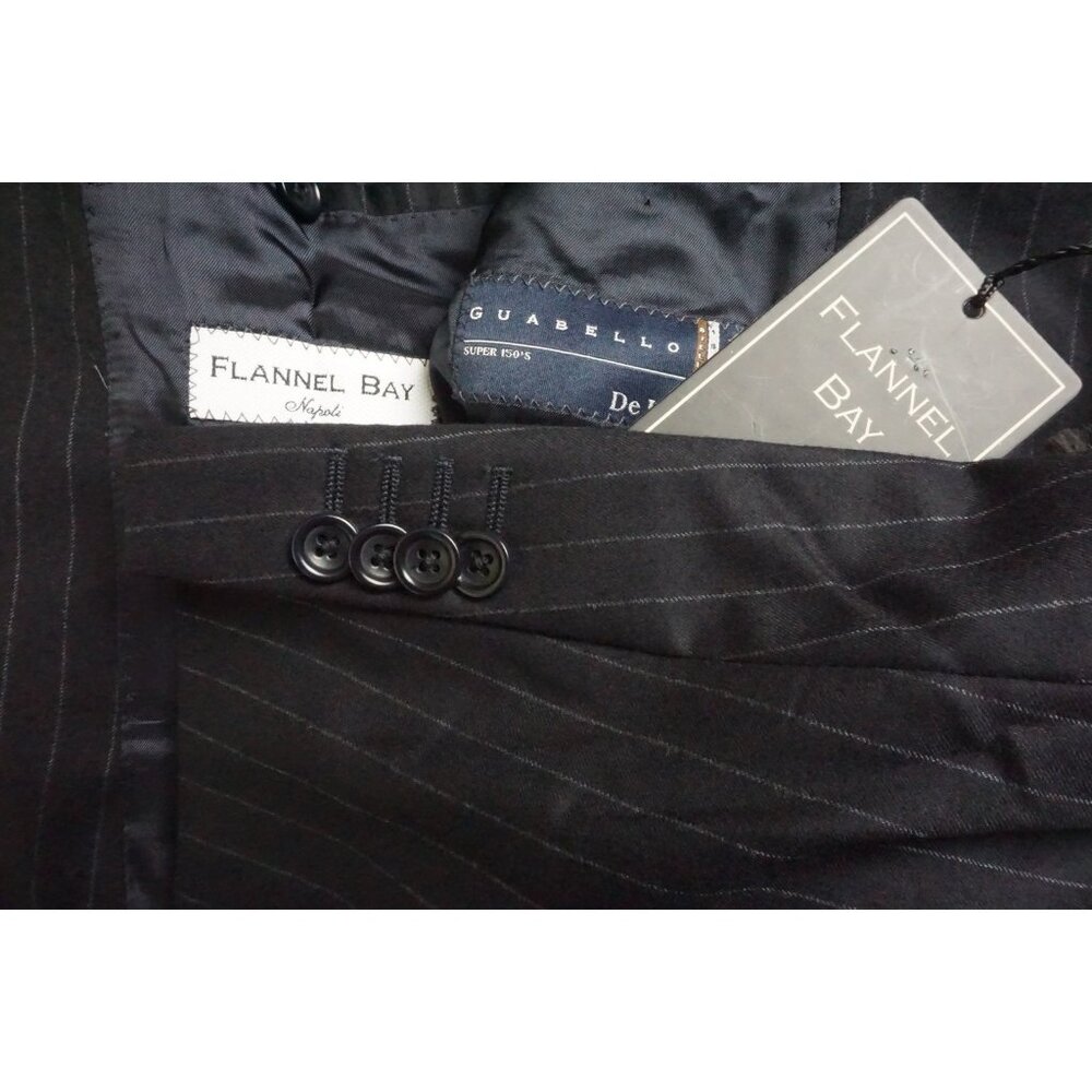 Flannel Bay Napoli Blue Striped Cashmere Blend 2 Pc Suit Jacket Pants 38R NEW